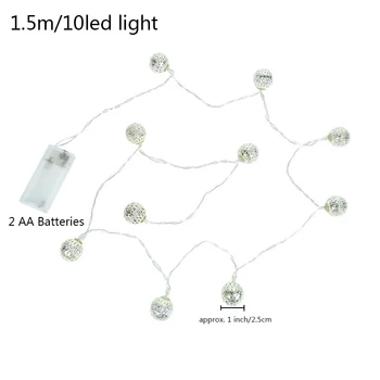 1,5 M, 10 LED Maroški Votlih Niz Luči Plastično Žogo baterijsko Pravljice Luči Niz Poroko Počitnice Stranka Božični Dekor