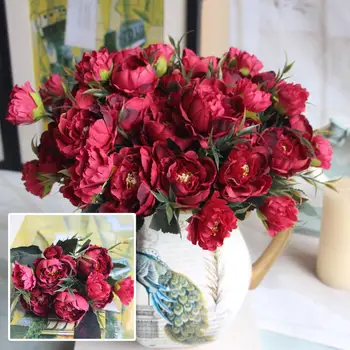 1 Kup Evropske Umetne Peony Dekorativni Stranka Svile ponaredek Cvetje Potonike Za Dom Hotel dekor DIY Poročno Dekoracijo venec