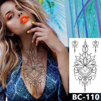 1 List Prsih Telesu Tattoo Začasno Nepremočljiva Nakit Luna lotus star skrivnost vzorec Nalepke Pasu Art Tattoo Nalepke za Ženske
