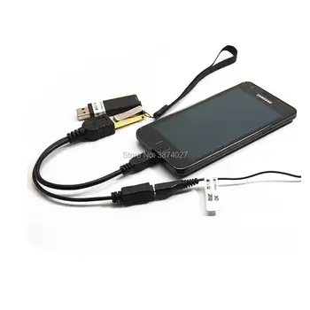 1 v 2 OTG Micro USB Host Moč Y Razdelilnik USB Adapter za Mirco 5 Pin Moški Ženski Kabel, Črn