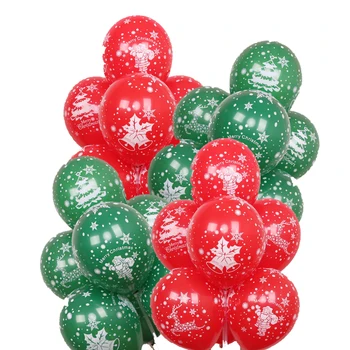 10-12 Zgosti Pregleden Čiščenje Vesel Božič Bela Snežinka Globos Stranka Balon Rdeče Zeleno Santa Dekor Ballon