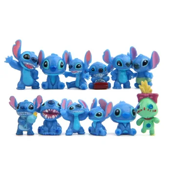 12Pcs /set Disney Lilo & Stitch 2-4 CM Akcijske Figure Figur Anime Risanke Dekoracijo Zbiranje Igrač Model Otroci Rojstni dan Darila