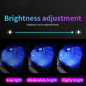 14 V 1 RGB LED Avto Vzdušje Svetlobo Okolice Dekoracijo Neon Optični Trak Svetlobe Z Aplikacijo Glasba Za Nadzor Avtomobila 12V Notranjost Deli