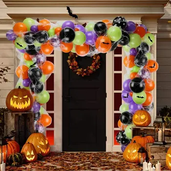 155Pcs Halloween Baloni Arch 3D Netopirji Spider Web Črna, Oranžna, Vijolična, Zelena Balon Garland Komplet za Halloween Stranka Dekor Suppli
