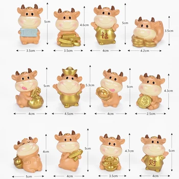 2021 Kitajski Zodiak Leto Krava Živali Figurice Doma Mikro Pravljice Vrt Miniature Dekoracijo Vesel Torto DIY Pomladni Festival Igrače