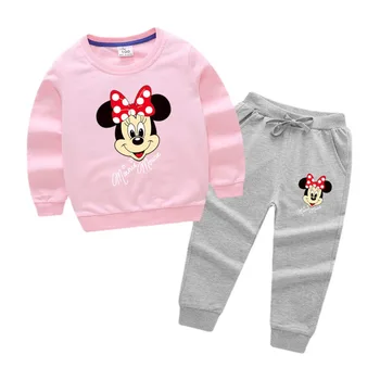 2021 Padec Mickey Mouse Določa otroških Modnih Oblačil Boys Girls Srčkan Športna Pomlad Baby Minnie Risanka Pulover Set