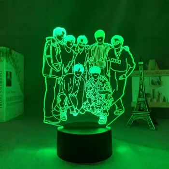 3D LED Nočna Lučka Kpop 7 Barva Spreminja, Akril Tabela Namizne Svetilke Remote Touch Stikalo Spalnica Dekoracijo Doma Rojstni dan, Božič Darilo