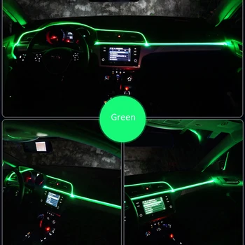 3m 4m 5m Avto LED Luči, 5V 12V Prilagodljiv EL Neon Hladno trak Vrstice Cev Z USB Auto Notranje Dekorativne Ozračja Osvetlitev
