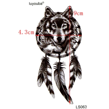50pcs Black Wolf Nepremočljiva Začasne Tetovaže Moških harajuku Lepoto živali tattoo otroci Halloween Pero Henna Tattoo nalepke