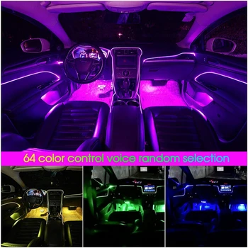 6M LED RGB Avto Notranje luči Trakovi Avto Okoljske Svetlobe Stopala Svetlobe z USB Brezžični Daljinski Vzdušje Dekorativne Svetilke