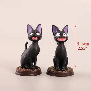 6pcs/set Black Cat Anime, ki Plujejo pod Fairy Doll Živali, Lutke Mikro Krajine Dekoracijo Namiznega Rep Model za Miniaturne Pravljice Vrt