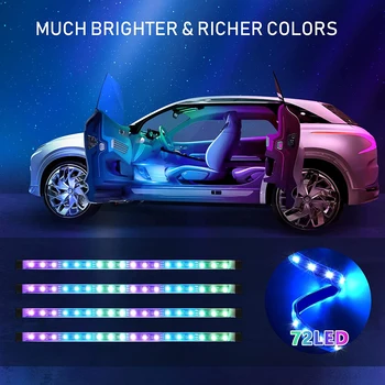 72 LED Avto Notranje osvetlitve Okolja Dinamično Neon LED Trak Stopala Luči Z Oddaljenim Glasbe Auto Vzdušje Dekorativne Svetilke