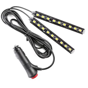 9 LED Trakovi, Žarnice za Avto vtičnico za Vžigalnik Vzdušje Luči Multicolor Lepilo Tapnite Auto Dekoracijo Dash Stopala Vtičnico