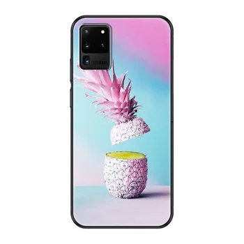 Ananas Sadje Pisane primeru Telefon Za Samsung Galaxy S 3 4 5 6 7 8 9 10 E Plus, Lite Rob črna moda coque mehko odbijača 3D