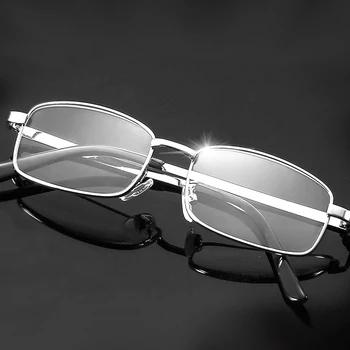 Anti-Utrujenost Obravnavi Očala za Moške, Ženske Preprosto Kvadratni Okvir Branje Očala Lahke Kovine Presbyopic Očala 250