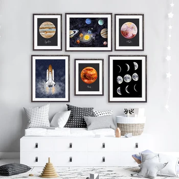 Astronomija Znanost Prostor Planet Vesolje Wall Art Platno Slikarstvo Nordijska Plakatov in Fotografij Stenske Slike, ki Živijo Doma Dekor