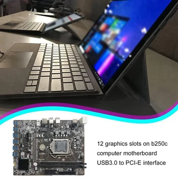 B250C Rudarstvo Matično ploščo z 4PIN IDE Na SATA Kabel+Switch Kabel+SATA Kabel 12 PCIE, Da USB3.0 GPU Režo LGA1151 za BTC