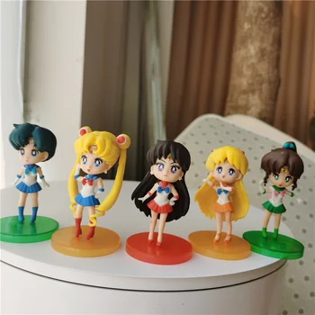 Bandai Q Posket 5 Kos Sailor Moon Anime Figuric Lutka Pvc Model Lutke Perifernih Naprav Okraski Torta Dekoracijo Nove Igrače