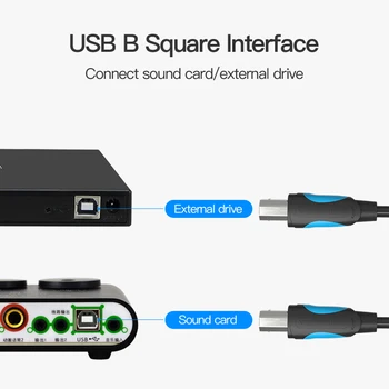Banja USB 2.0 Kabel Tiskalnika Tip A do B Moški Moški Print Kabel Sinhronizacija Podatkov Polnjenje Kabel 1m 1,5 m 2m 3m Za Fotoaparat Epson HP USB