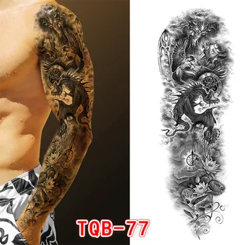 Big Roko Rokav Tatoo Lev Krono Kralja Rose Nepremočljiva Začasni Tattoo Nalepke Flash Tetovaže Moški Ženske Velikosti