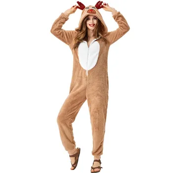 Božič Jelena Jelena Cosplay Kostum Za Odrasle Pozimi Toplo Pižamo Sleepwear Pyjama Srčkan Živali Jumpsuit Halloween Kostum