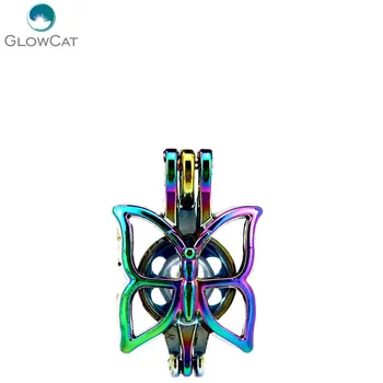 C515 5pcs/veliko BARV Multicolor metulj Locket Kamen Kletko Pearl Obesek Locket Pravljico Stranka Eterično Olje Difuzor