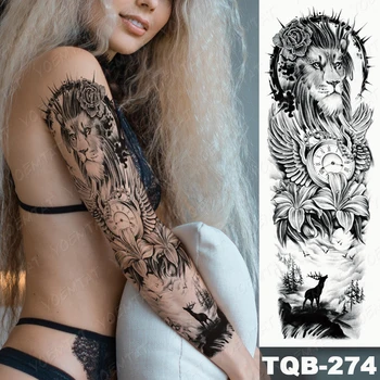 Celotno Roko Tatto Nepremočljiva Začasni Tattoo Nalepke Volk, Lev In Jelen Živali Angel Prenos Tattoo Človek Body Art Flash Ponaredek Tato Ženska
