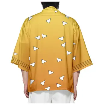 Demon Slayer Kimetsu ne Yaiba Cosplay Majica kimono Agatsuma Zenitsu Cosplay Kostum za Odrasle T-shirt Cape Robe