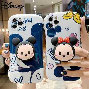 Disney Mickey Minnie za IPhone 7/8P/X/XR/XS/XSMAX/11/12Pro/12mini Silikona, Risanka Stojalo Anti-spusti Primeru Telefon