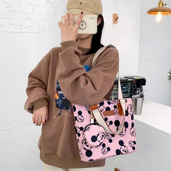Disney Mickey Vrečko Šolske Torbe Klasična Ženska Torba Risanka Srčkan Torba Anime Trendy Modni Ramenski Messenger Bag Paquete