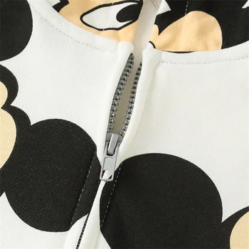 Disney Minnie Mouse Otroška Oblačila Dekleta Obleko O-vratu Dolgo Oplaščeni Risanka Natisnjeni Očesa Sequined En Kos Obleke Za Otroke
