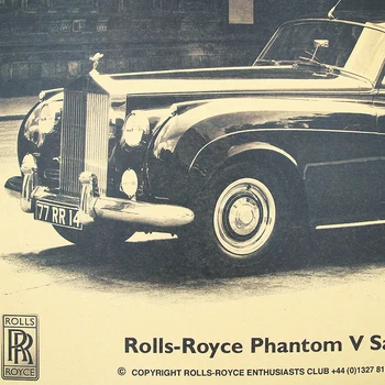 DLKKLB Klasičen Retro Plakat Rolls Royce Vintage Avto Letnik Bar Cafe Umetnosti, Dekorativno Slikarstvo, Dnevna Soba, Spalnica Stenske Nalepke