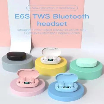 E6S TWS Bluetooth Slušalke Brezžične Slušalke 5.0 LED Zaslon Gumb za Nadzor Čepkov Nepremočljiva šumov Slušalke PK A6S