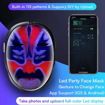Halloween Bluetooth Neon LED Svetlobna Spremenljivka Maske, Karneval, Festival Svetlobe Navzgor Spreminjajočim Masko Barvno Masko Spolne Igrače