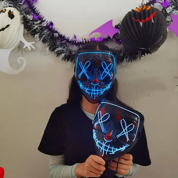 Halloween Luči LED Neon Maske Halloween Kostum materiala za Festival Maškarada Cosplay Stranka Uspešnosti Prop ki se Sveti V temi