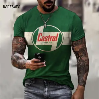 Harajuku Plus Velikost Castrol Digital Print Moških Camisetas Ulica Slog Priložnostne Srajco za Moške Kratka Sleeved Okrogle Ovratnik T-Shirt