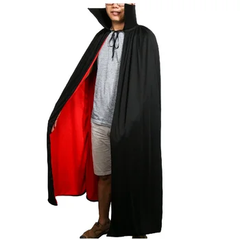 Hudič Vampir Kostum Plašč za Odrasle Srednjeveški Črna Rdeča Reverzibilna Gothic Vampyr Cape Halloween Cosplay Pribor 2 Velikosti