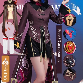 Igra Genshin Vpliv Hu Tao Cosplay Kostum HuTao Kostum Anime Obleko, Obleka Za Halloween Stranka Ženske Dekle Enotna