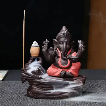 Indija Slon Bog Ganesha Backflow Kadila Gorilnik Censer Imetnik Darilo Dekoracijo