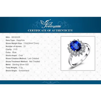 JewelryPalace Princesa Diana Ustvarili modra, temno Modra Zaročni Prstan za Ženske Kate Middleton Krono 925 Sterling Srebrni Prstan