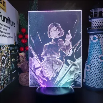 Jujutsu Kaisen Kugisaki Nobara 3D LED Anime Lučka Nočne Barve Spreminjanje Vizualne Lampara Za Darilo