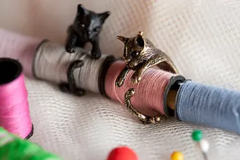Kinitial Mačje Uho Obroč Modno Oblikovanje Živali Nakit Mačka Obroči Za Ženske Dekle Otroka Darila Nastavljiv Anel Debelo