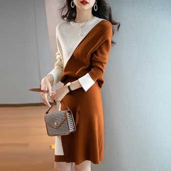 Kontrast Ujemanja Nizov Obleke Za Ženske, Temperament Jeseni Korejski Krilo Starost Zmanjšanje Estetske Enotno Elegantno Clubwear Dela