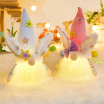 LED Luči, Velikonočna Srčkan Zajček Elf Lutka Korenček Zajec Stranka Vesele Velikonočne praznike Stranka Dekor Za Dom 2022 Velikonočni Otroci Brezosebna Igrače Darila