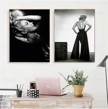Marilyn Monroe Stenske Slike za dnevno Sobo Film Plakatov in Fotografij Wall Art Platno Slikarstvo Home Decor Črno Bela Slika