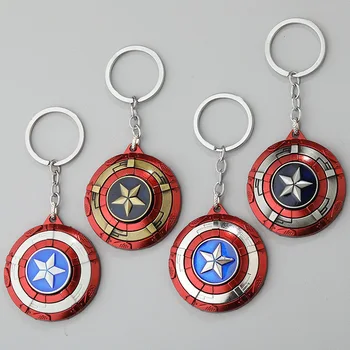 Marvel Kovinski Keychain Avengers Captain America Ščit Vrtljiv Keyring Nekaj Modna Torba Za Pribor Avto Ključnih Verige