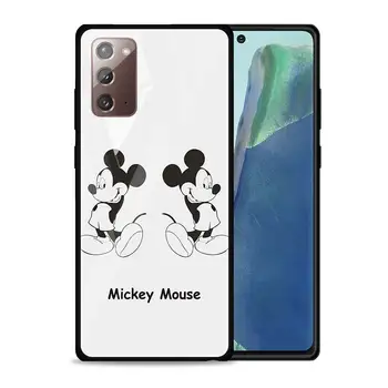 Mickey črne in bele barve za Samsung Galaxy Note 20 Ultra 10 Lite Plus 9 8 5 G A70 A50 A40 A30 A20 Kaljeno Steklo Primeru Telefon
