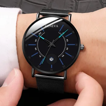 Način Uhren 2021 Luxus Način Herren-Business Watch Ultra Dunne Dunne Edelstahl Očesa Gurtel Quarz Armbanduhr Reloj Hombre