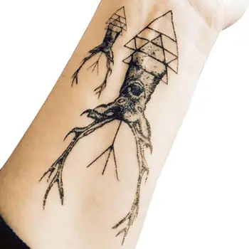 Nepremočljiva Začasni Tattoo Nalepke Kita Jelena Živali Flash Tattoo Ženske Črna Linija Body Art Ponaredek Tatto Moški