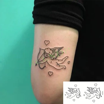 Nepremočljiva Začasni Tattoo Nalepke Kupid Krila Srce Ljubezni, Lok in Puščice, Tatto Flash Tattoo Ponaredek Tetovaže za Otroke, Moške, Ženske